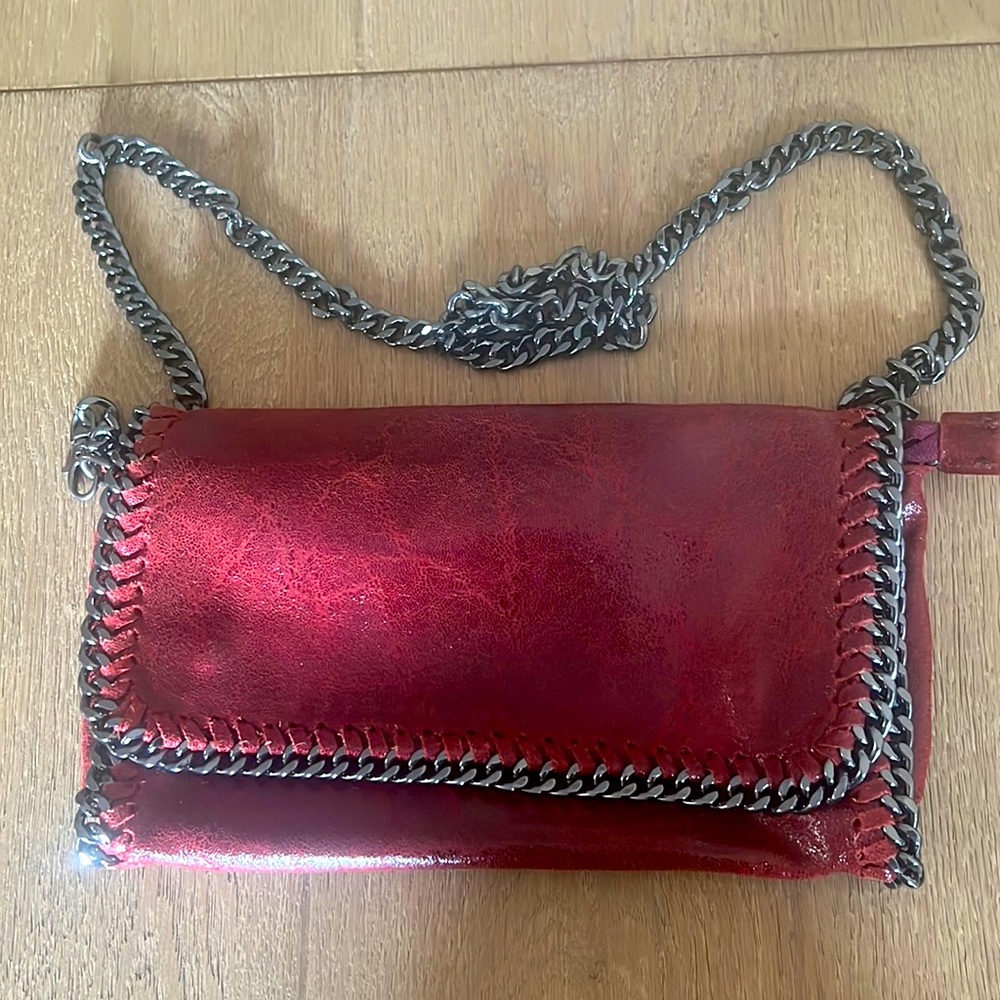 Red leather purse, leather, purchased in the Amalfi Coast in Italy